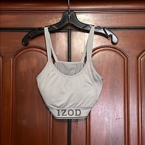 Izod Gray Padded Front Wide Band Logo Sports Bra